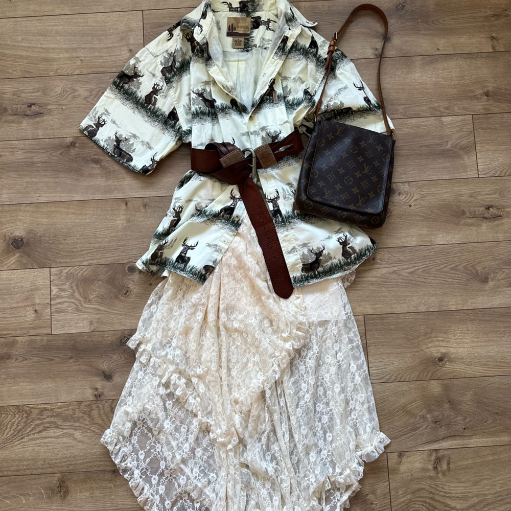 Layered Half Slip Lace Skirt | Size Small | Cream